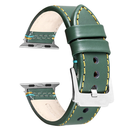 Boshek  Green Genuine Leather watch strap Compatible with Apple Watch, Straps 42/44/45/49mm with Self Changeable FS307