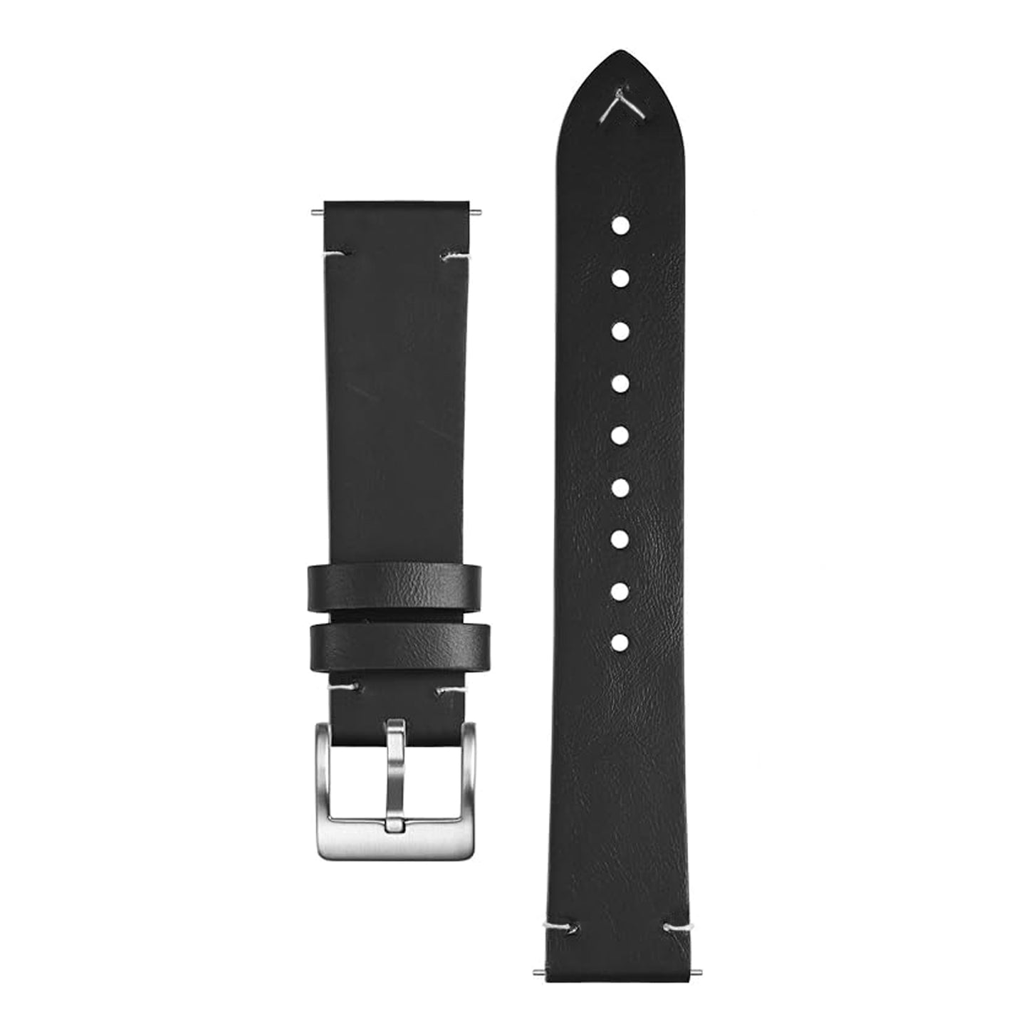 OMAX Genuine Leather Watch Strap for Quick Release and Self Changeable (Silver Buckle)