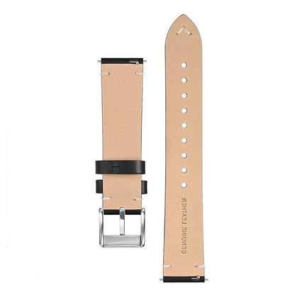 OMAX Genuine Leather Watch Strap for Quick Release and Self Changeable (Silver Buckle)