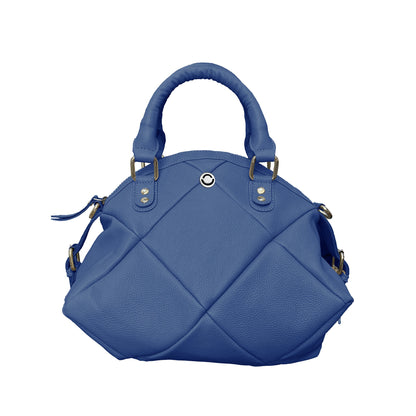 Omax Blue Full Grain Genuine Leather Football Style Handbag for Women LTHRL1