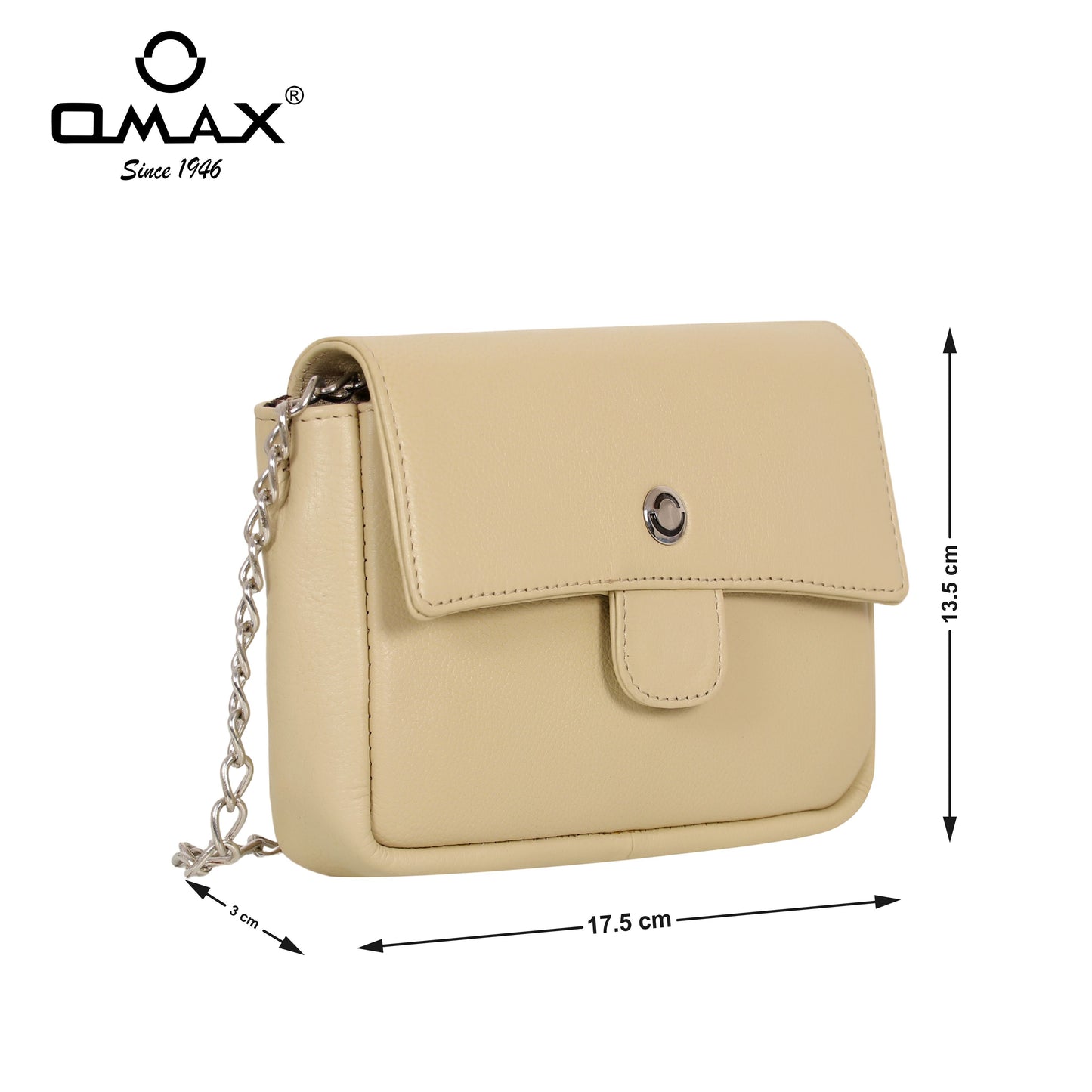 Omax Beige Geniune Leather Women Fashion Mini Shoulder Bag FL53