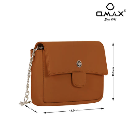 Omax Tan Geniune Leather Women Fashion Mini Shoulder Bag FL53