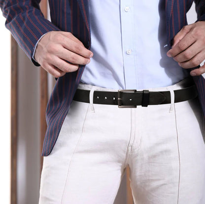 Omax Black Glossy Genuine Leather Premium Belts for men BLTBTL020