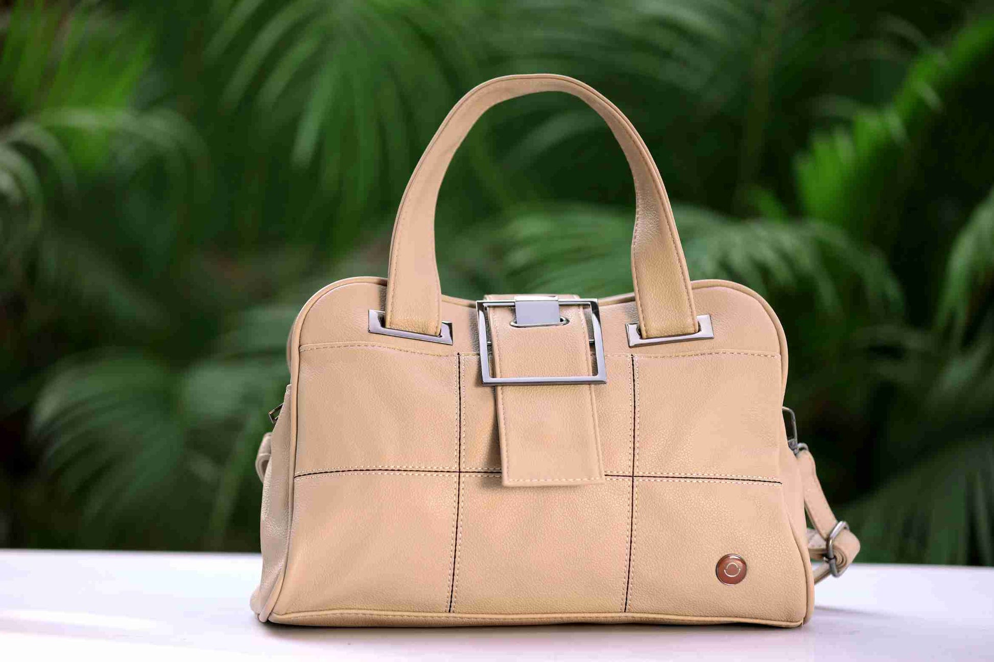 Beige Handbag for Women – OMAX F01 PU Leather Shoulder & Sling Bag - back view