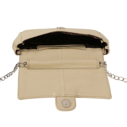 Omax Beige Geniune Leather Women Fashion Mini Shoulder Bag FL53