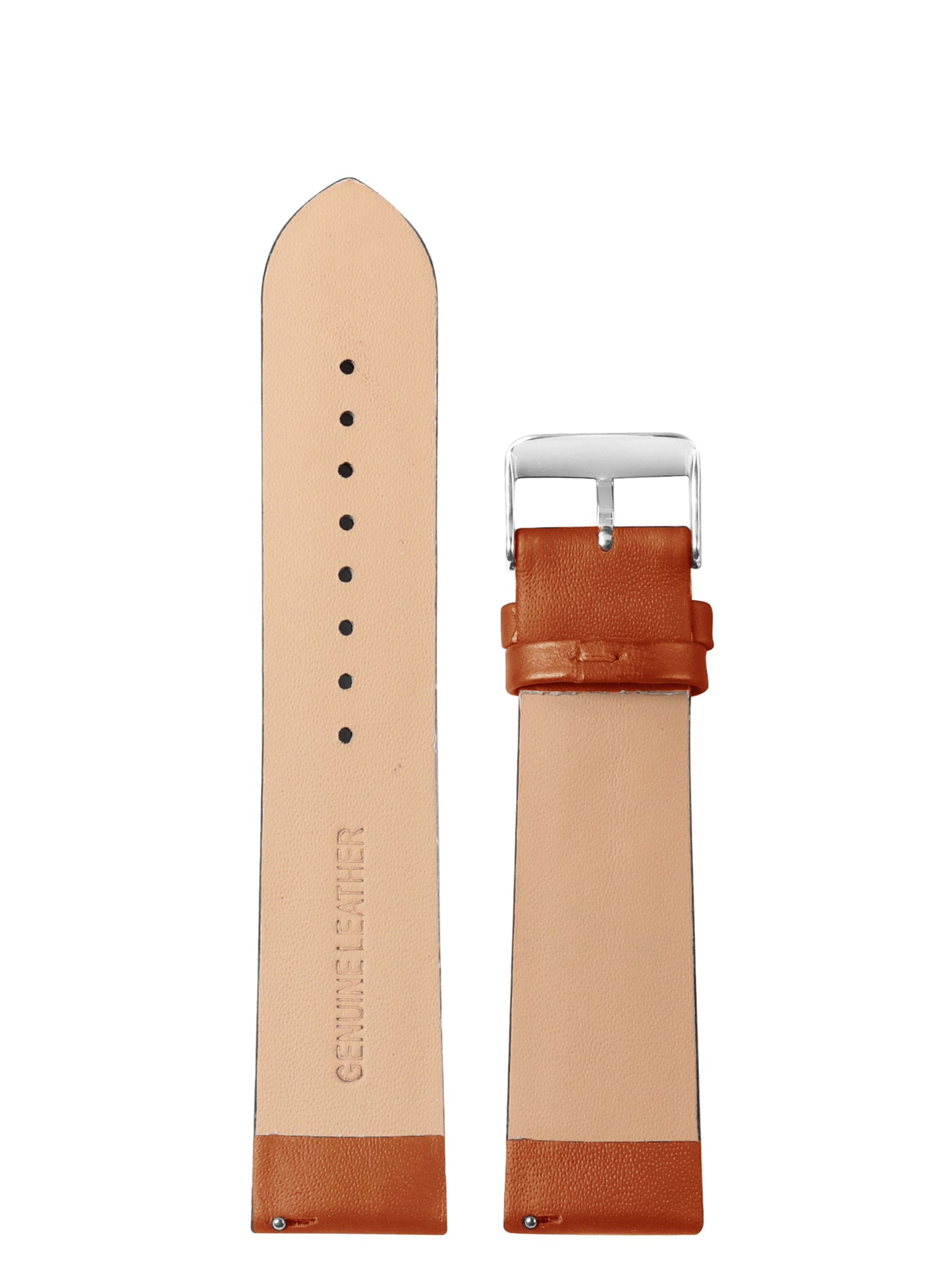 Boshek 24 MM Tan Genuine Leather Watch Strap. Silver Buckle Quick Release and Self Changeable FS405-TA-24-S