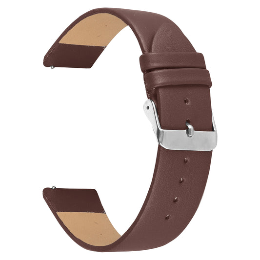 Boshek Brown Genuine Leather Plain Stitch Less Design Unisex Watch Strap. SIlver Buckle Quick Release and Self Changeable FS319