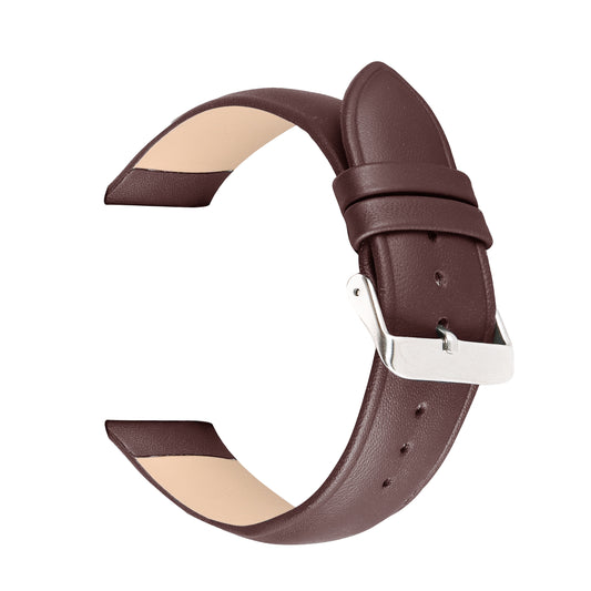 Boshek 24 MM Brown Genuine Leather Watch Strap. Silver Buckle Quick Release and Self Changeable FS406-BR-24-S