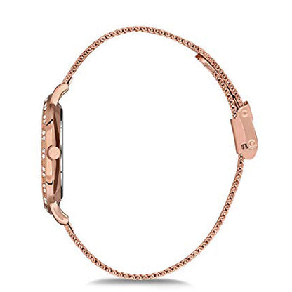 OMAX Women's Analog Watch – Elegant Blue Dial with Rose Gold Stainless Steel Case, Stylish and Slim Design for Everyday Wear- SPM01R48I