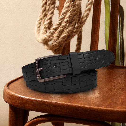 Omax Black  Genuine Leather Premium Braided  Belts for men BLTBTL028