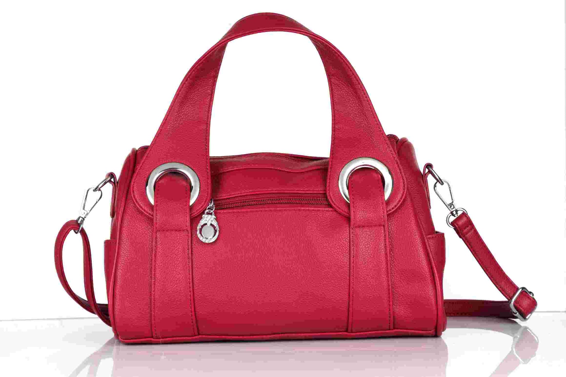 Omax S01 Red PU Leather Shoulder Bag – Detail Stitching Shot