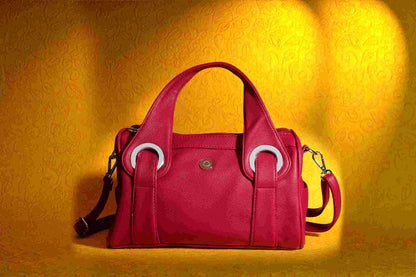 Omax S01 Red Shoulder Bag – Angle View with Sling Strap