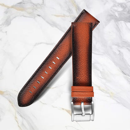 Boshek Tan Genuine Leather Silver Buckle Watch Strap for Quick Release and Self Changeable FS344