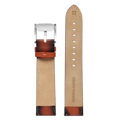 Boshek Tan Genuine Leather Silver Buckle Watch Strap for Quick Release and Self Changeable FS344