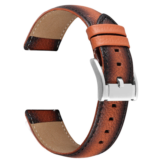 Boshek Tan Genuine Leather Silver Buckle Watch Strap for Quick Release and Self Changeable FS344