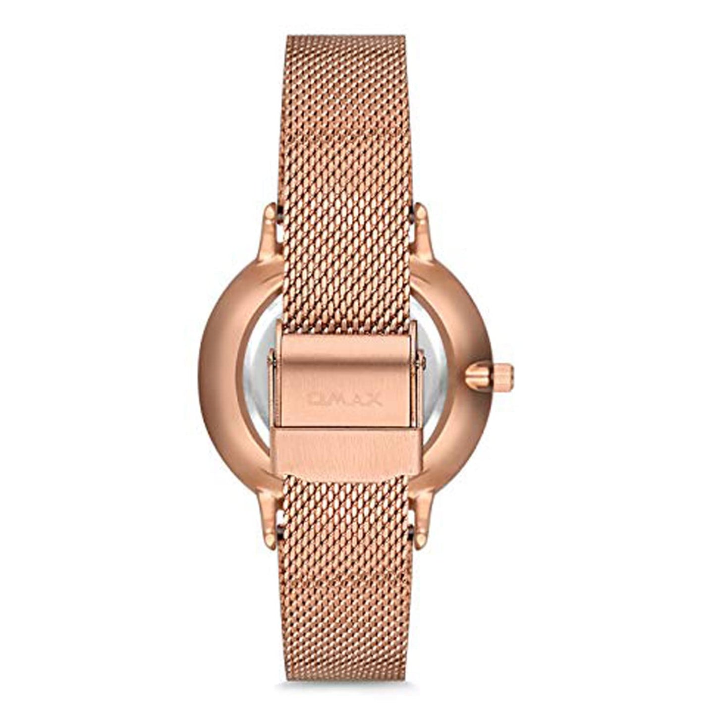 OMAX Women's Analog Watch – Elegant Blue Dial with Rose Gold Stainless Steel Case, Stylish and Slim Design for Everyday Wear- SPM01R48I