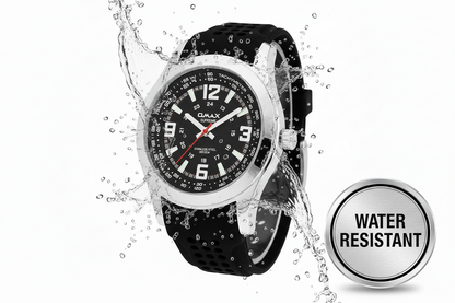Omax Men's Black Leather Strap Formal Watch - SS276