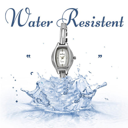 Omax Analog Silver Rectangle Dial With Stainless Steel Silver Brecelete Style Strap Watch for Women BLS203V003