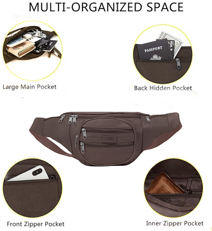 Omax Brown Genuine Leather Wrist Fanny Pack for Men and Women FT246