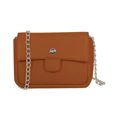 Omax Tan Geniune Leather Women Fashion Mini Shoulder Bag FL53