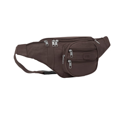 Omax Brown Genuine Leather Wrist Fanny Pack for Men and Women FT246