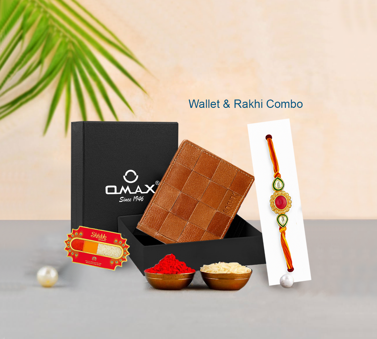 OMAX Tan Genuine Leather Mens Wallet with Free Rakhi for Brother RBFW246