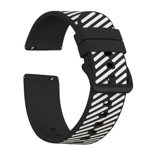 Omax Black White Twill Silicone Smart Watch Replacement Band Universal Strap Compatible with All Brands Watch FSS07