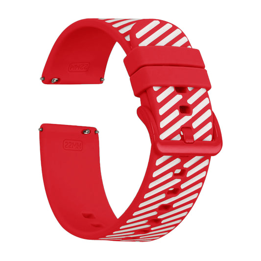 Omax Red White Twill Silicone Smart Watch Replacement Band Universal Strap Compatible with All Brands Watch FSS07