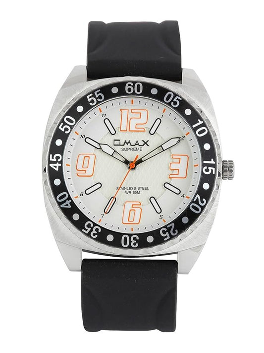 OMAX Analog Japanese Quartz Dial Water Resistant Casual Leather Silicone Strap Watch for Men SS335