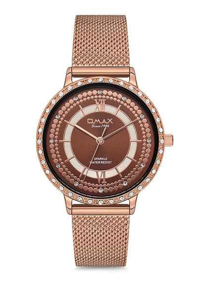 OMAX Women's Analog Rose Gold Dial Watch with Elegant Rose Gold Bracelet Strap - Stylish and Timeless- SPM02R58I