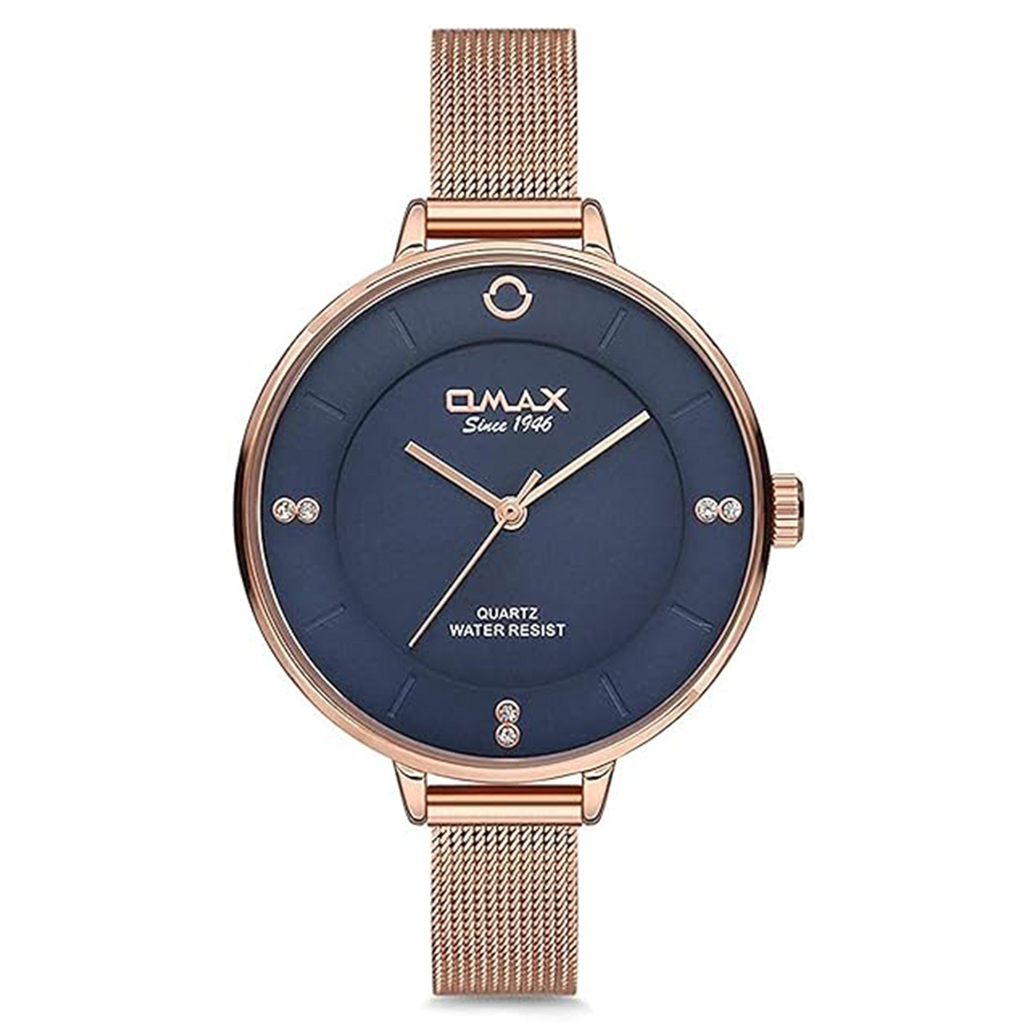 Omax Color Buy Omax Dark Blue Round Dial With Golden Color Chain Watch for Womens