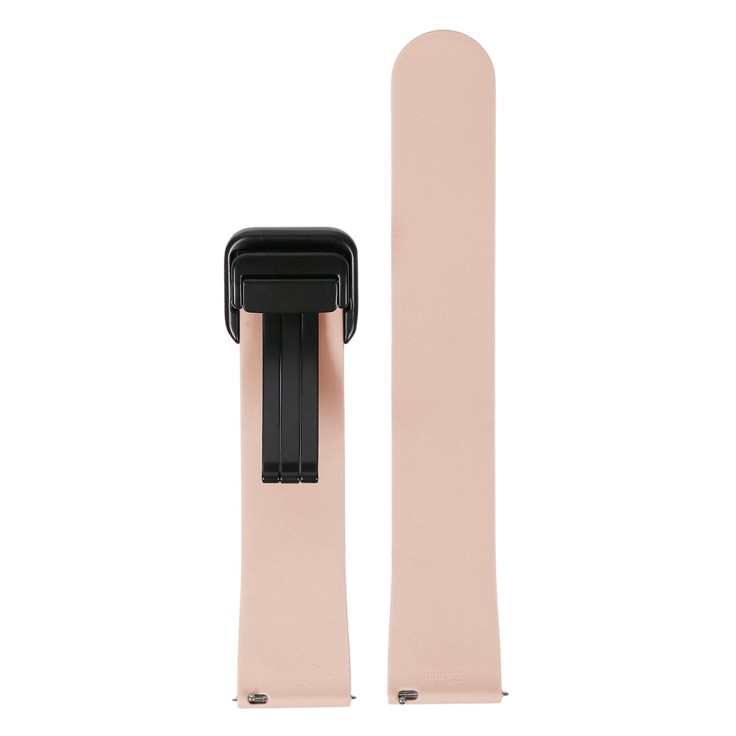 Omax 22 MM Pink Magnetic Folding Clasp Silicone Strap Smart Watch Replacement Band Universal Strap Compatible with All Brands Watch FSS10-PK-22-BK