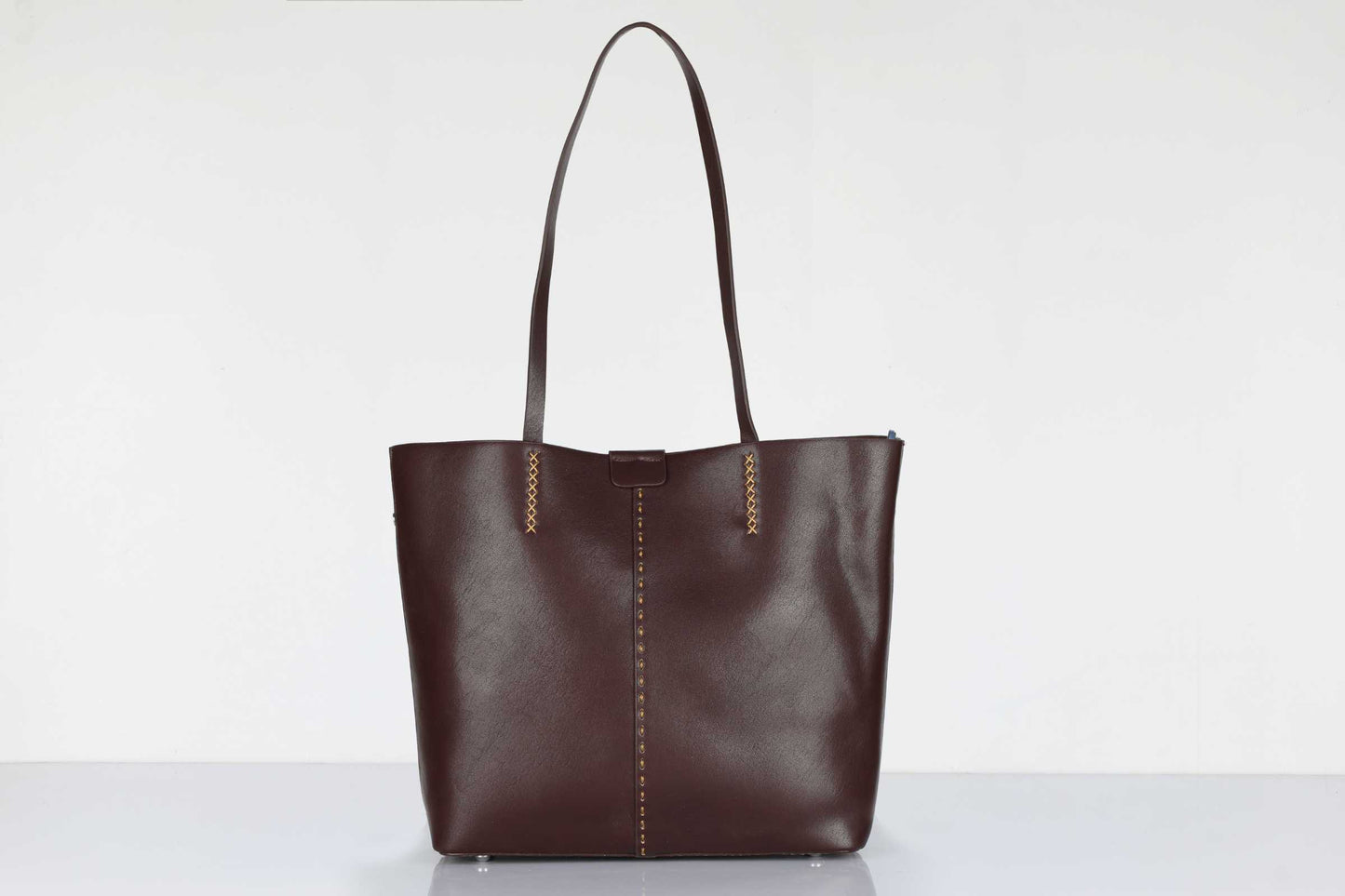Brown Tote Bag for Women – OMAX OMB-405 Large PU Leather Office Shoulder Handbag