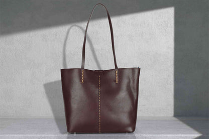 Brown Tote Bag for Women – OMAX OMB-405 Large PU Leather Office Shoulder Handbag
