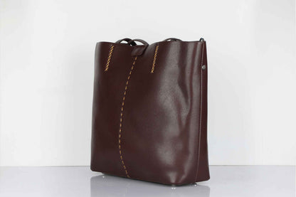 Brown Tote Bag for Women – OMAX OMB-405 Large PU Leather Office Shoulder Handbag
