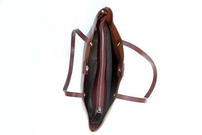 Brown Tote Bag for Women – OMAX OMB-405 Large PU Leather Office Shoulder Handbag