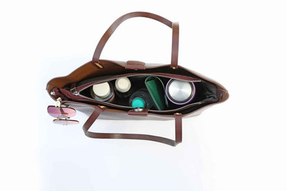 Brown Tote Bag for Women – OMAX OMB-405 Large PU Leather Office Shoulder Handbag