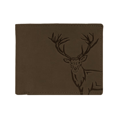 OMAX Brown Eagle Embossed Design Genuine Leather Mens Wallet with Free Rakhi for Brother RBFW253