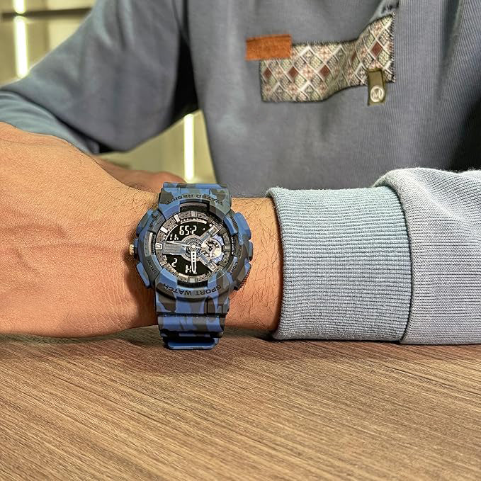 OMAX Analogue and Digital with Black Resin Fiber Case Strap Watch for Men and Women-DS91920P