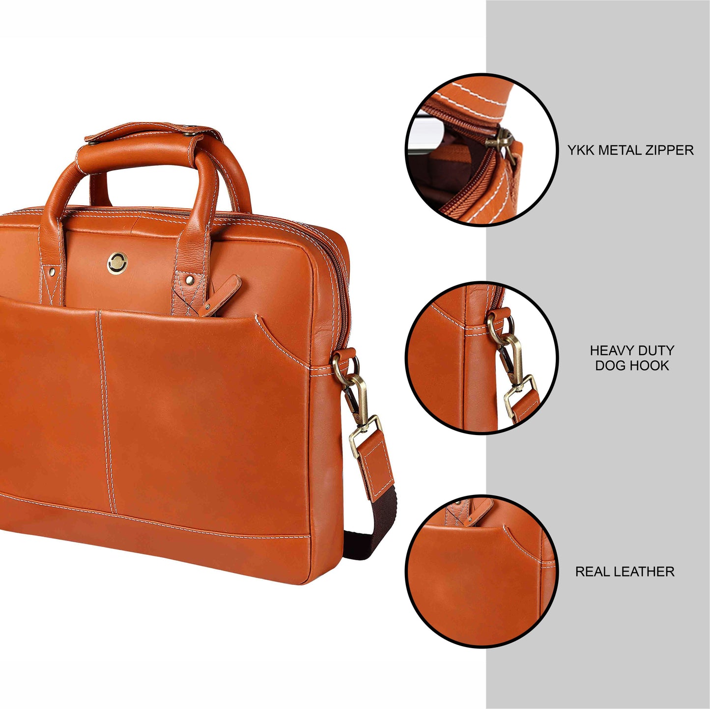 Omax Tan Genuine Real Leather Laptop Messenger Bag for Men and Women LTHRMSN58