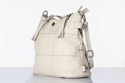 Cream Handbag for Women – OMAX E01 PU Leather Tote Bag with Sling Strap