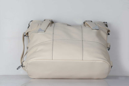 Cream Handbag for Women – OMAX E01 PU Leather Tote Bag with Sling Strap