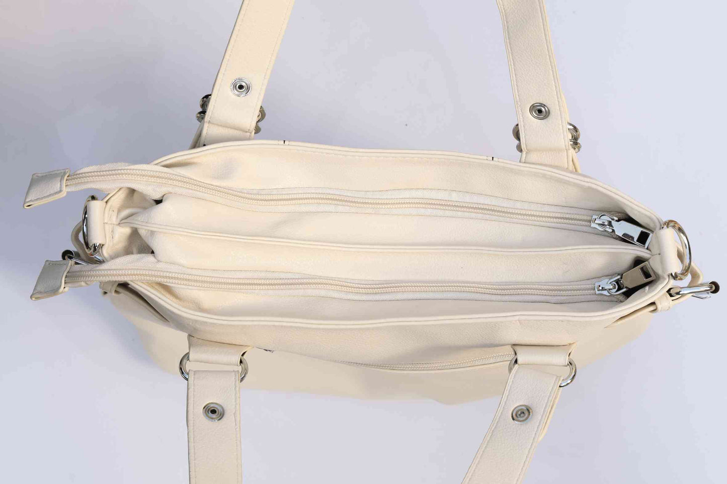 Cream Handbag for Women – OMAX E01 PU Leather Tote Bag with Sling Strap