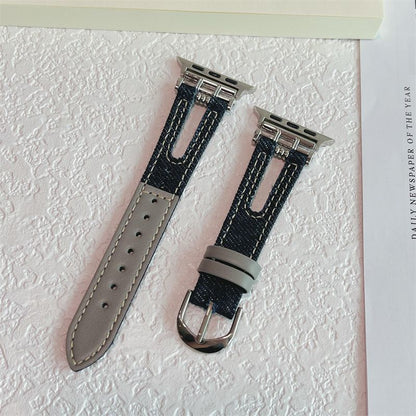 Premium Denim & Leather Watch Strap with Stainless Steel Buckle | Omax