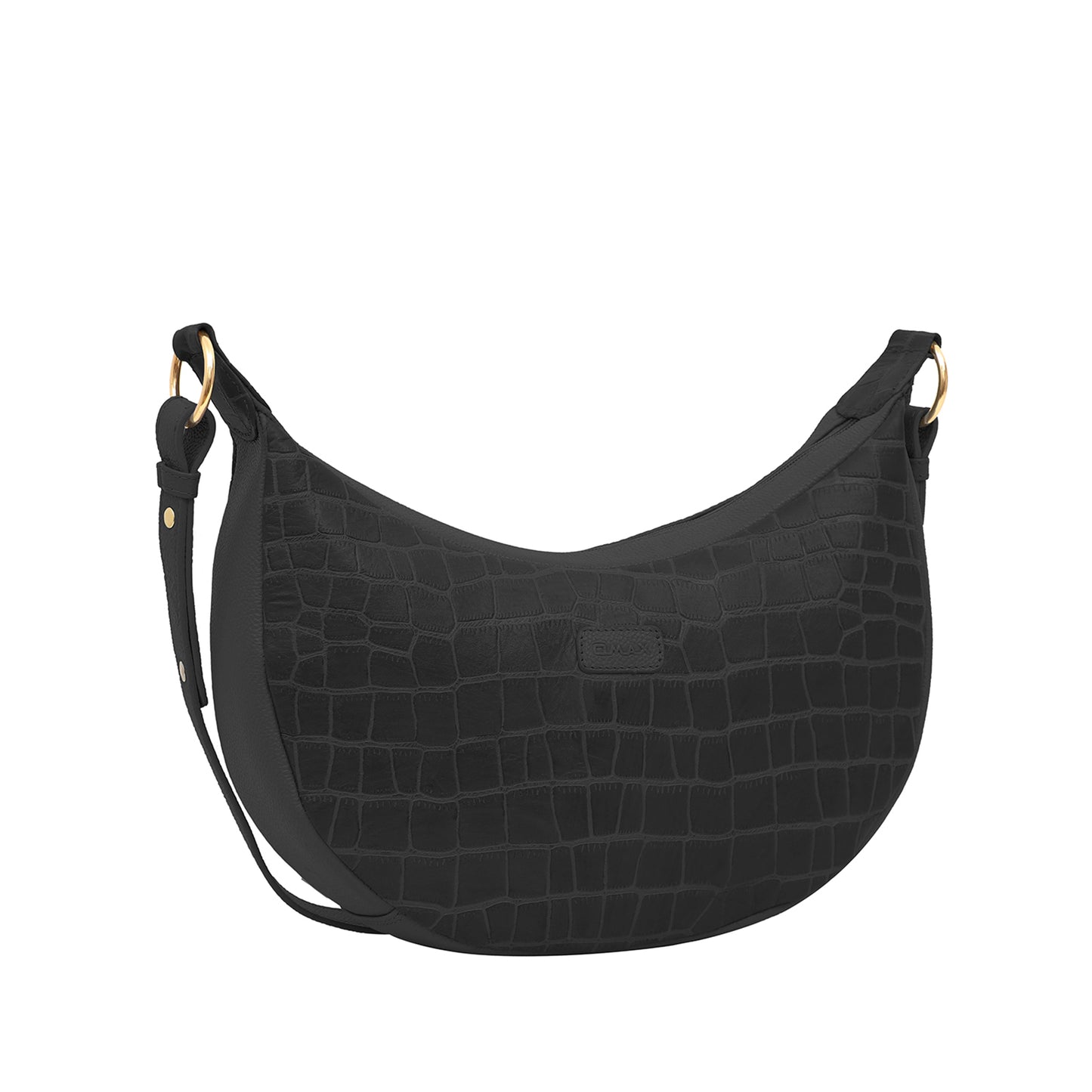 Omax Black Halfmoon Design Genuine Leather Sling Bag LTHRL5