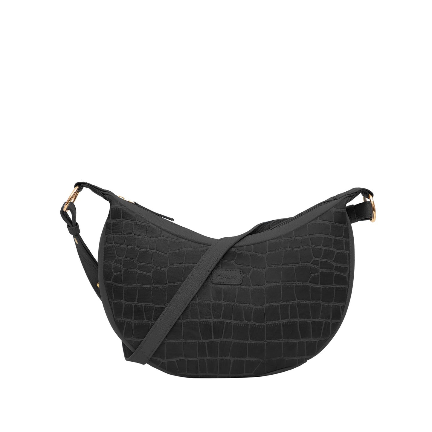 Omax Black Halfmoon Design Genuine Leather Sling Bag LTHRL5