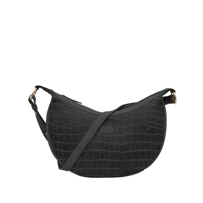 Omax Black Halfmoon Design Genuine Leather Sling Bag LTHRL5