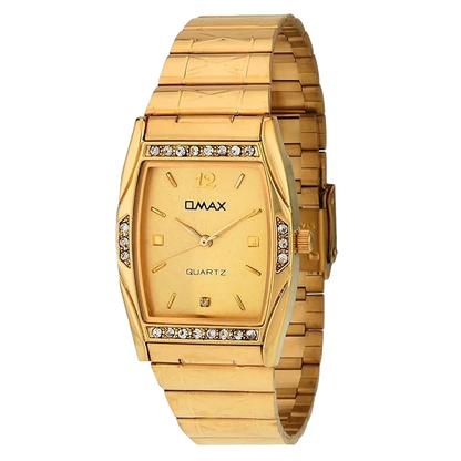 Omax Golden Men's Watch and Genuine Leather Wallet Gift Combo – Elegant Luxury Set for Men BCCOM13