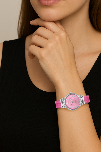 OMAX Sunset Collection Analog Colored Dial Watches for Women (Dial Matching Colored Leather Strap)-SU002