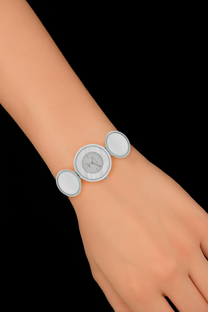 OMAX Silver Dial Silver Stainless Steel Strap Unique Design Elegant and Timeless Watch for Women-SS279